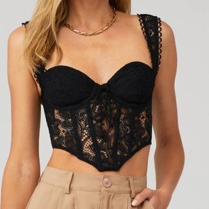 For Love & Lemons Sammie crop corset top black medium